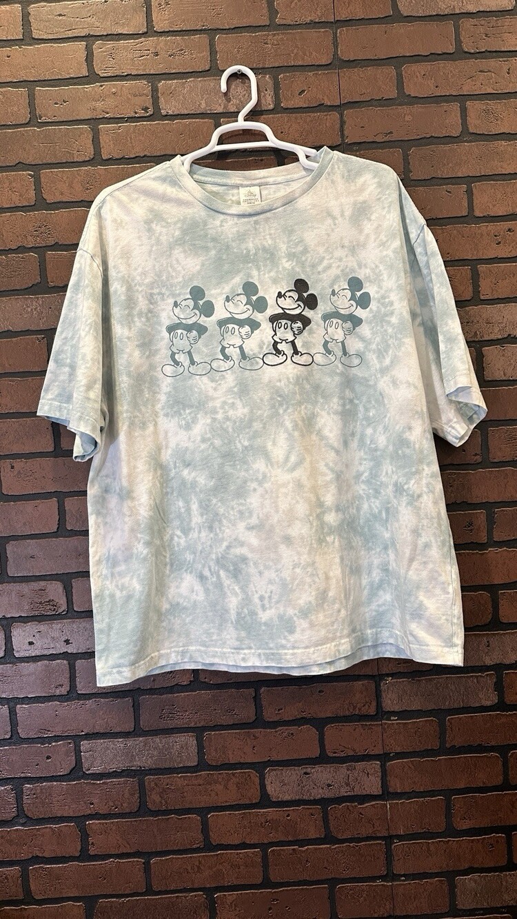 Disney Tie Dye Mickey Mouse T Shirt Blue Embroidery 4XL Men
